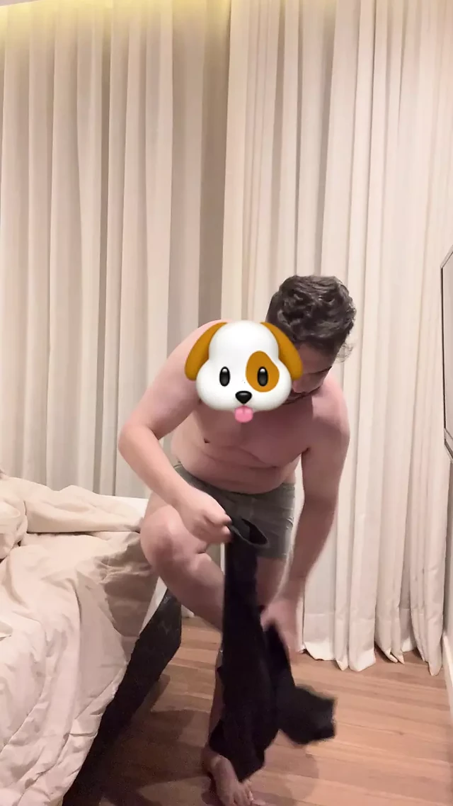 Chubby taking off his clothes