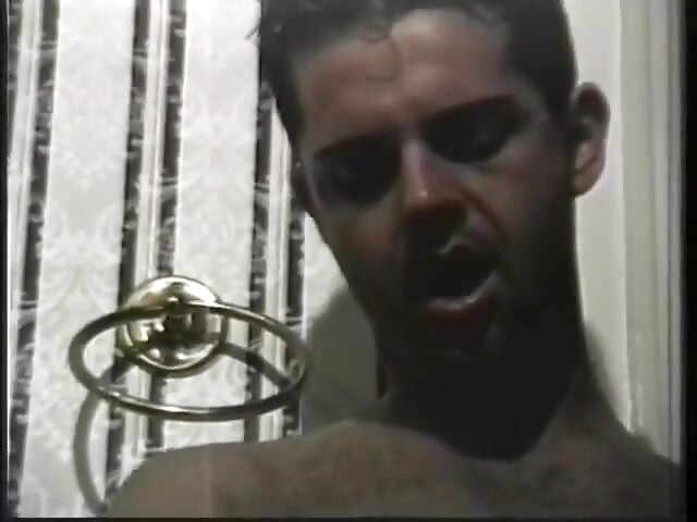 Gay couple have some fun in the shower - old gay porn
