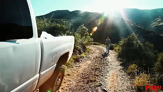 Cute Skinny Blonde Gets Fucked Standing up by the Side of the Road