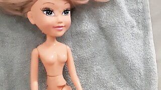 Ejaculation on the doll - standing properly and waiting for the sperm