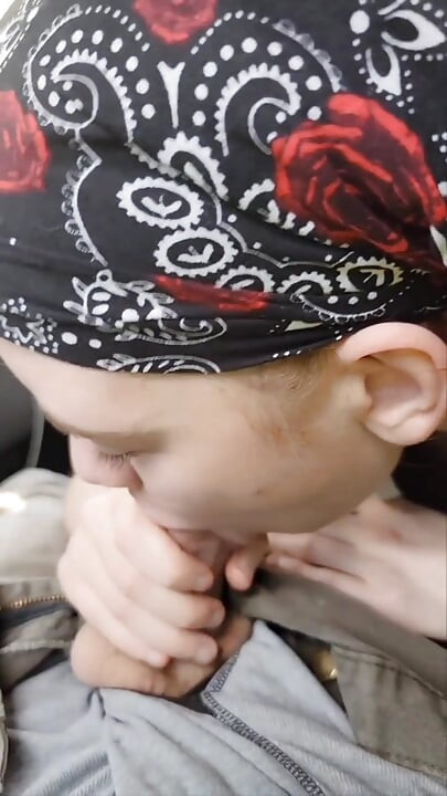 Slutty teenager eagerly sucking my big cock for cum