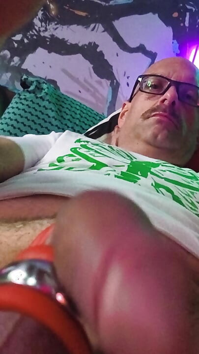 playing with my big uncut cock