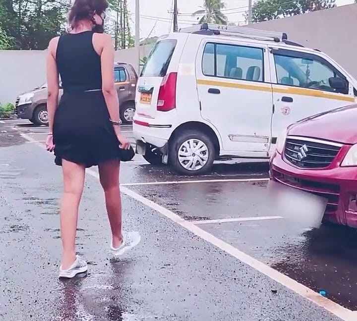 Stranger Car Tyre Squirt, Road Side Pussy Finger and Squirt and Ass Spank