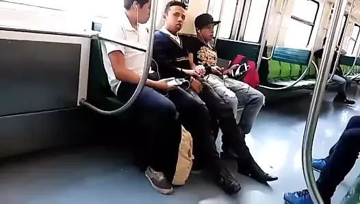 Three young gays in a train