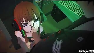 ゲーマーの女の子がペニスをしゃぶる