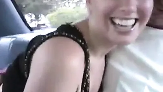 Backseat Slut Has Cum Dripping Down Her Chin