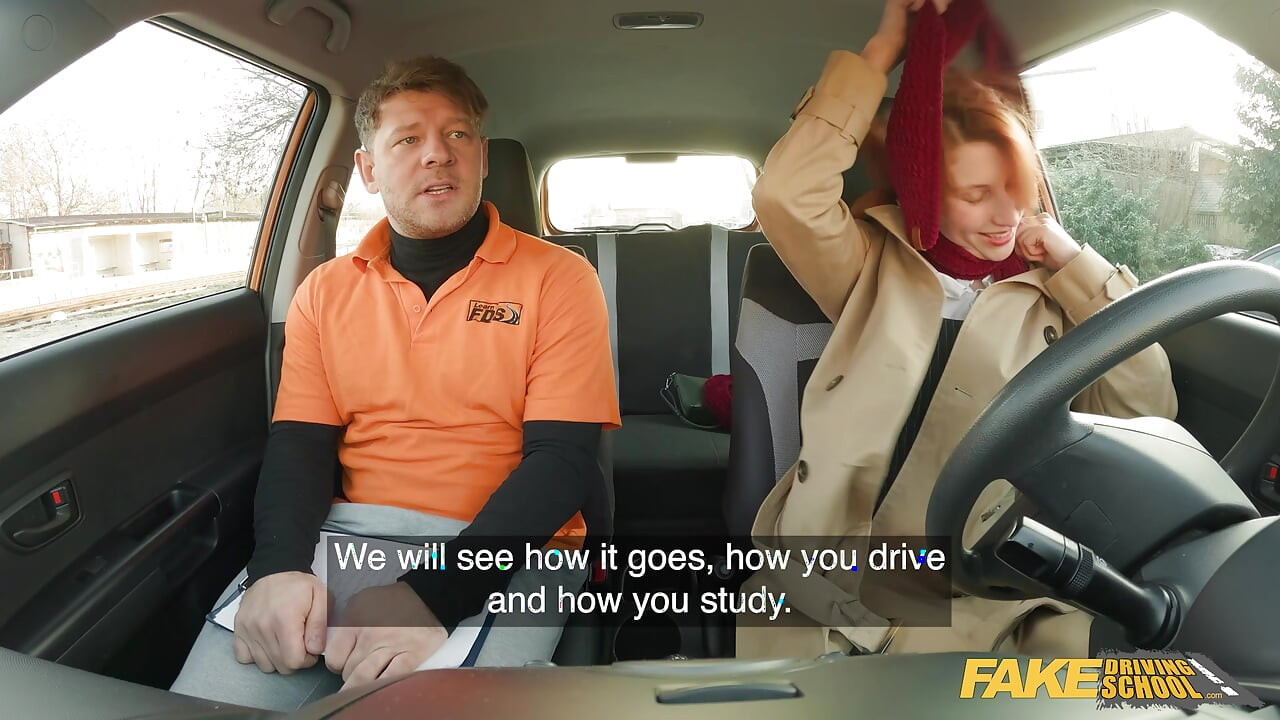 Redhead gets fucked at the driving school office - Fake Driving School