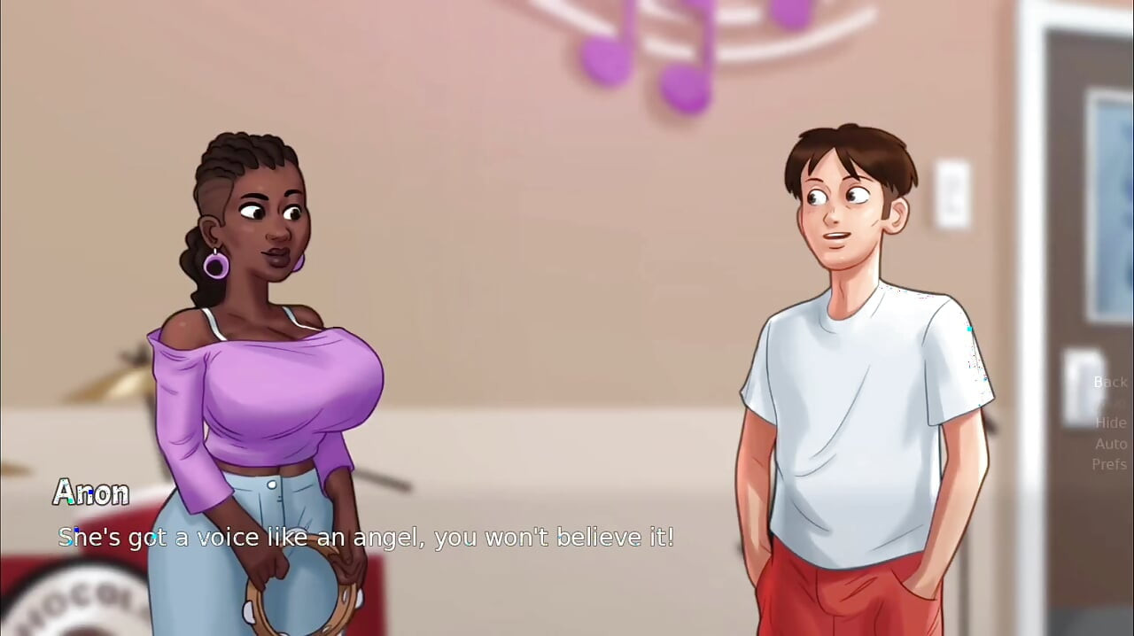 Anon beat out the rhythm from a pair of big black boobs - summer time saga
