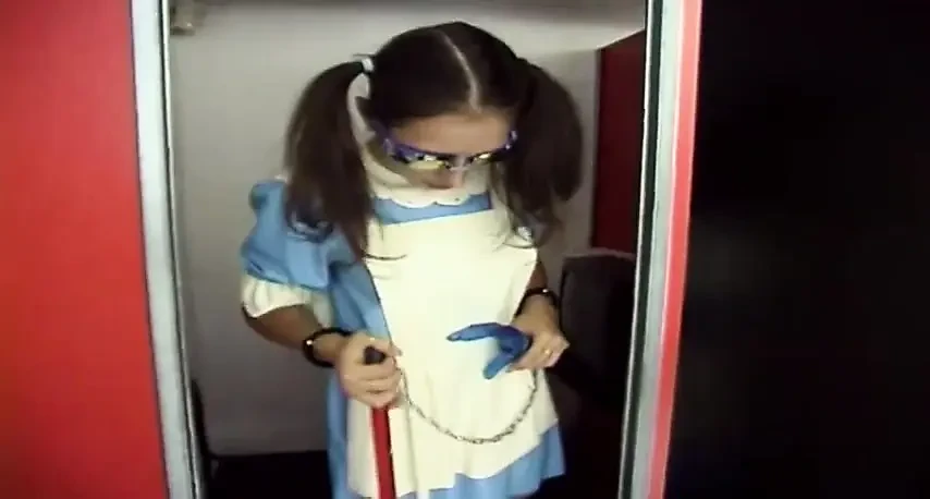 Brunette maid gets tied up