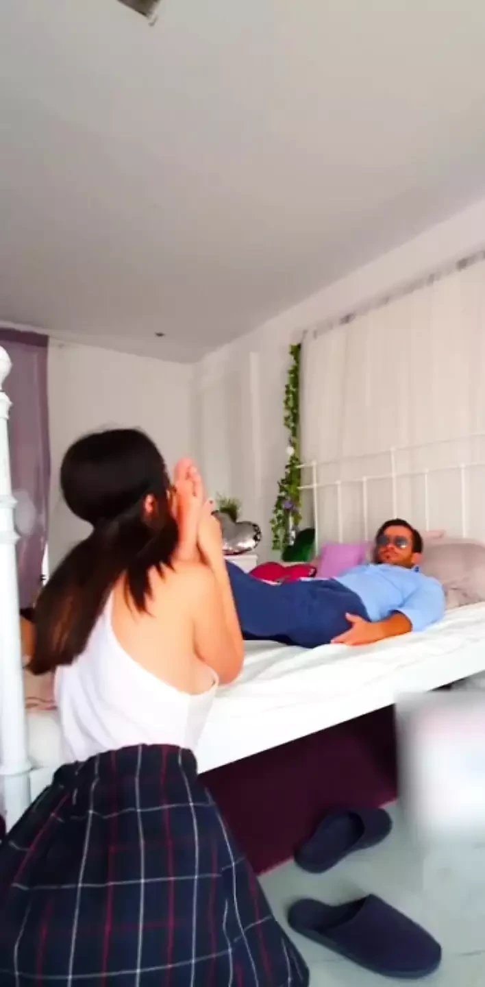 Dirty stepbrother fucking extreme his stepsister with lot of feet fetish in POV
