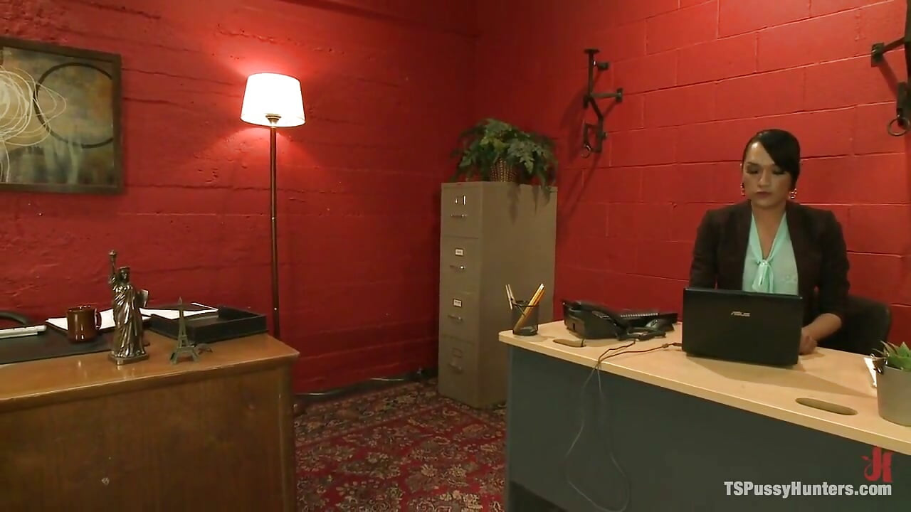Busted Watching Porn at Work-boss Punishes Bad Employee W/her Own Cock