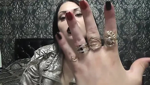 Golden rings tease and HJ! Jewerly fetish!