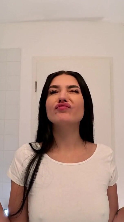 Hot sexy slim tight pussy beauty in the bathroom prepares for night out in a pink cut mini skirt | Clip 1