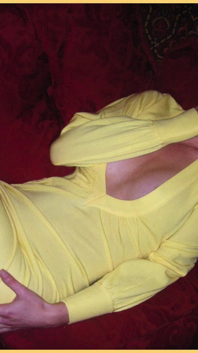 Memorable moment from "Wifey looks amazing in this hot tight braless yellow shirt."