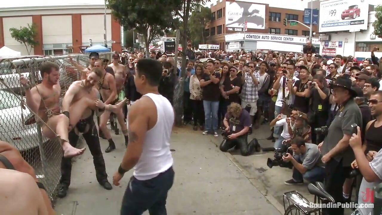 Cock Hungry Whore Cattle Prodded and Fucked at Dore Alley Street Fair