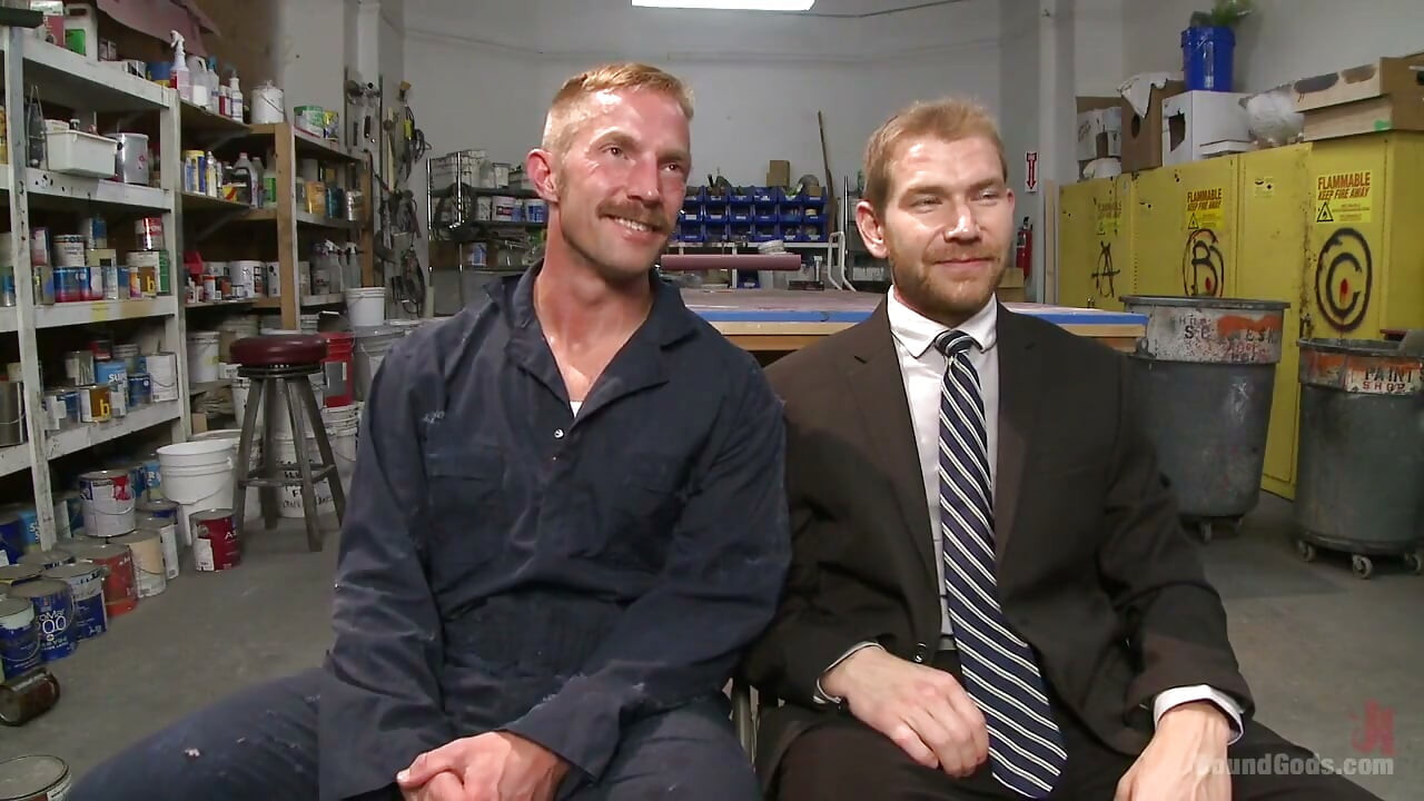Cocky Businessman Bound and Fucked in the Metal Shop