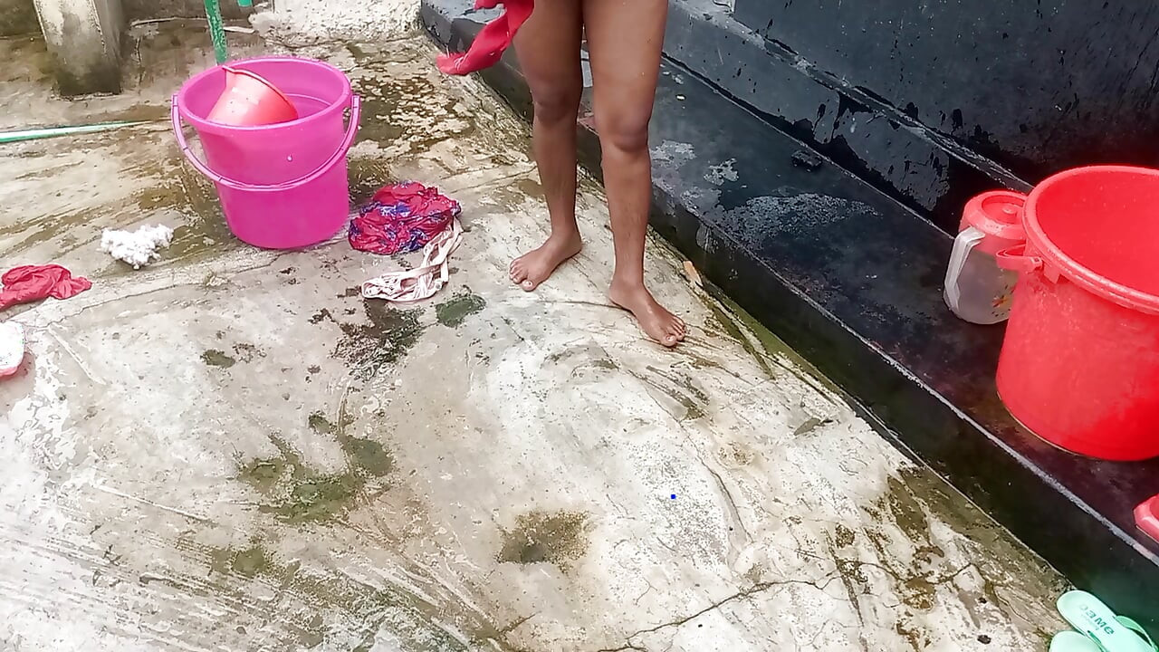 Amateur Desi Hot Step Mom Big Ass Big Nipple Outdoor Shower Exclusive Scene Captured By Her Step Son