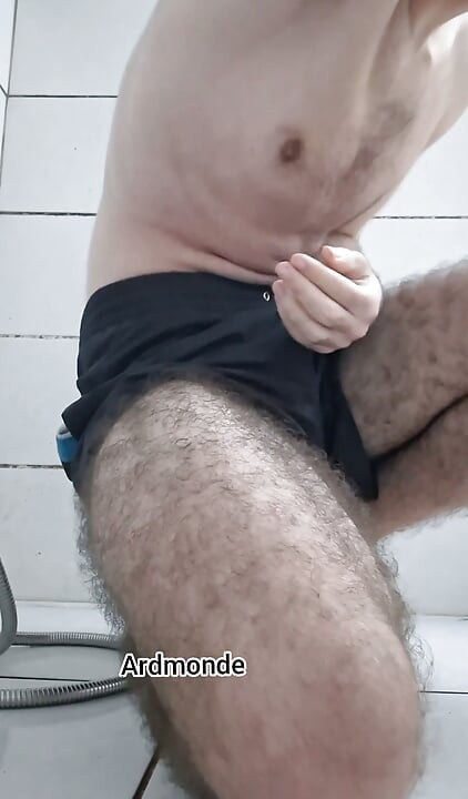 I slowly undress and soap and masturbate my body cumming while fingering my hairy virgin ass