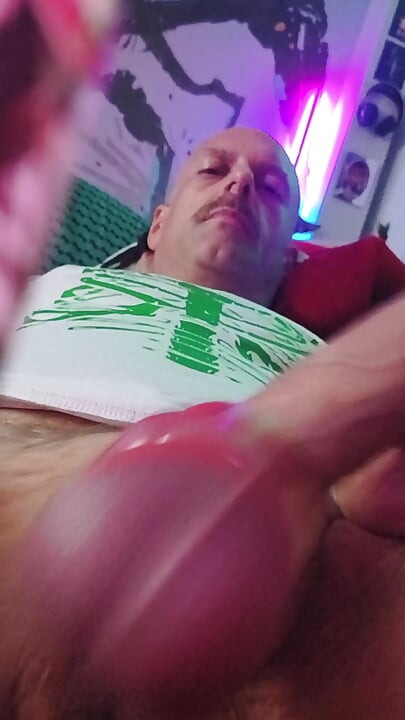 playing with my big uncut cock