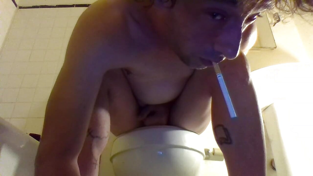 Massive Huge Cummspray While Solo Assfingering on a Toilet