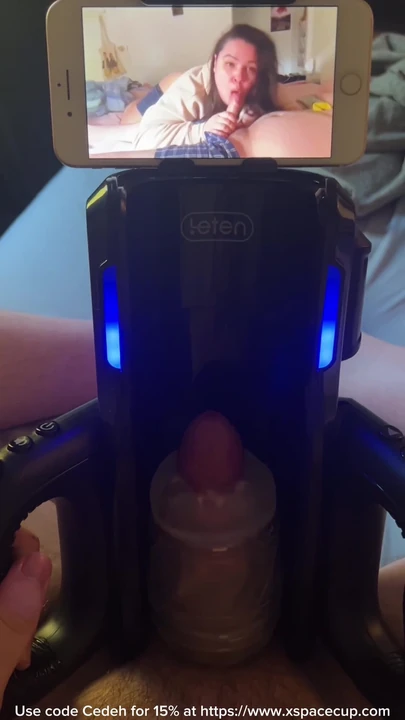 Emotional moment from "Auto Stroker Drains Premature Porn Addict"