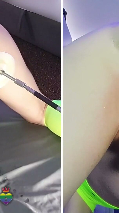 Close up anal dildo fucking makes me squirt piss in my chastity cage | Clip 1