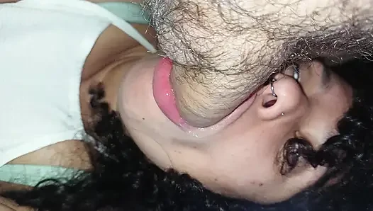 HOT CREAMPIE IN HORNY BITCH'S MOUTH, SHE LOVES IT