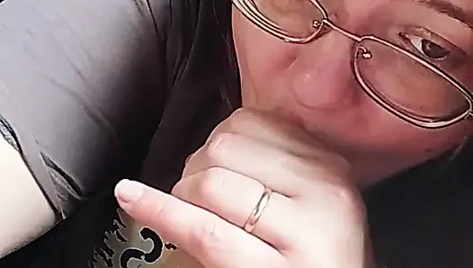 Amateur Girlfriend Blowjob Instead of Cooking - Curvy Brunette with Glasses Sucks and Jerks Cock