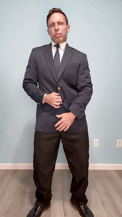 Business Man Strip Tease and Jack off