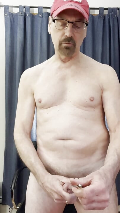 Verbal Stepdaddy Sounding His Fat Cock Shooting Cum