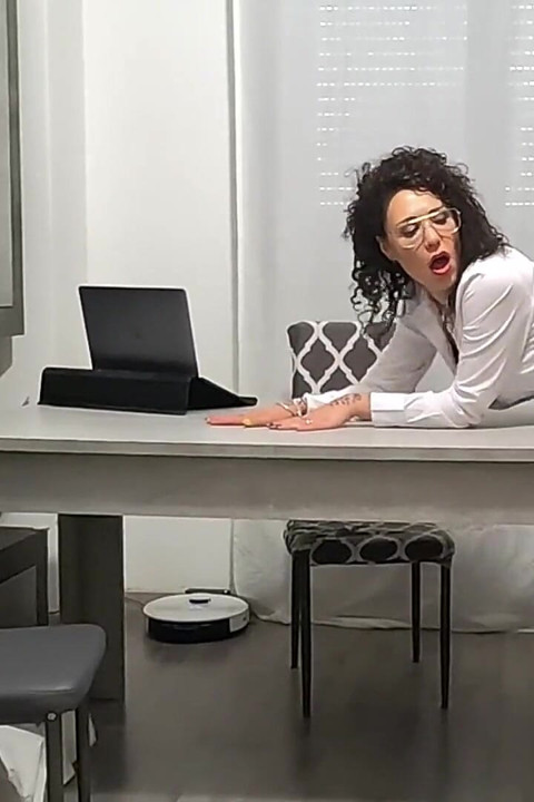 The Secretary Gets Her Feet Licked with Pantyhose and Gets Fucked Before Getting Cum on Her Heels and Swallowing Her!