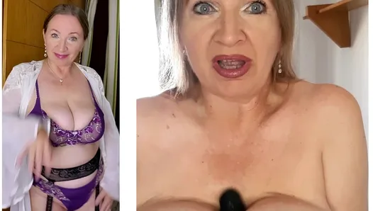 Huge mature titty-fucking by BBC dildo