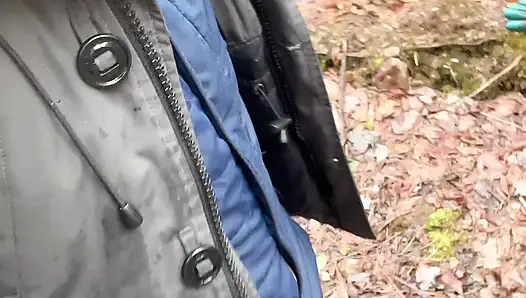 pussy pissing  water on the rock