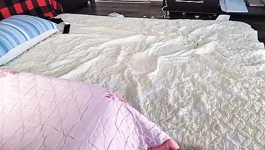 A sexy hairy brunette does housework naked.