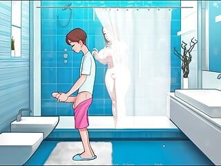 Surpris en train de se masturber dans la salle de bain par la belle-mère de ma meilleure amie