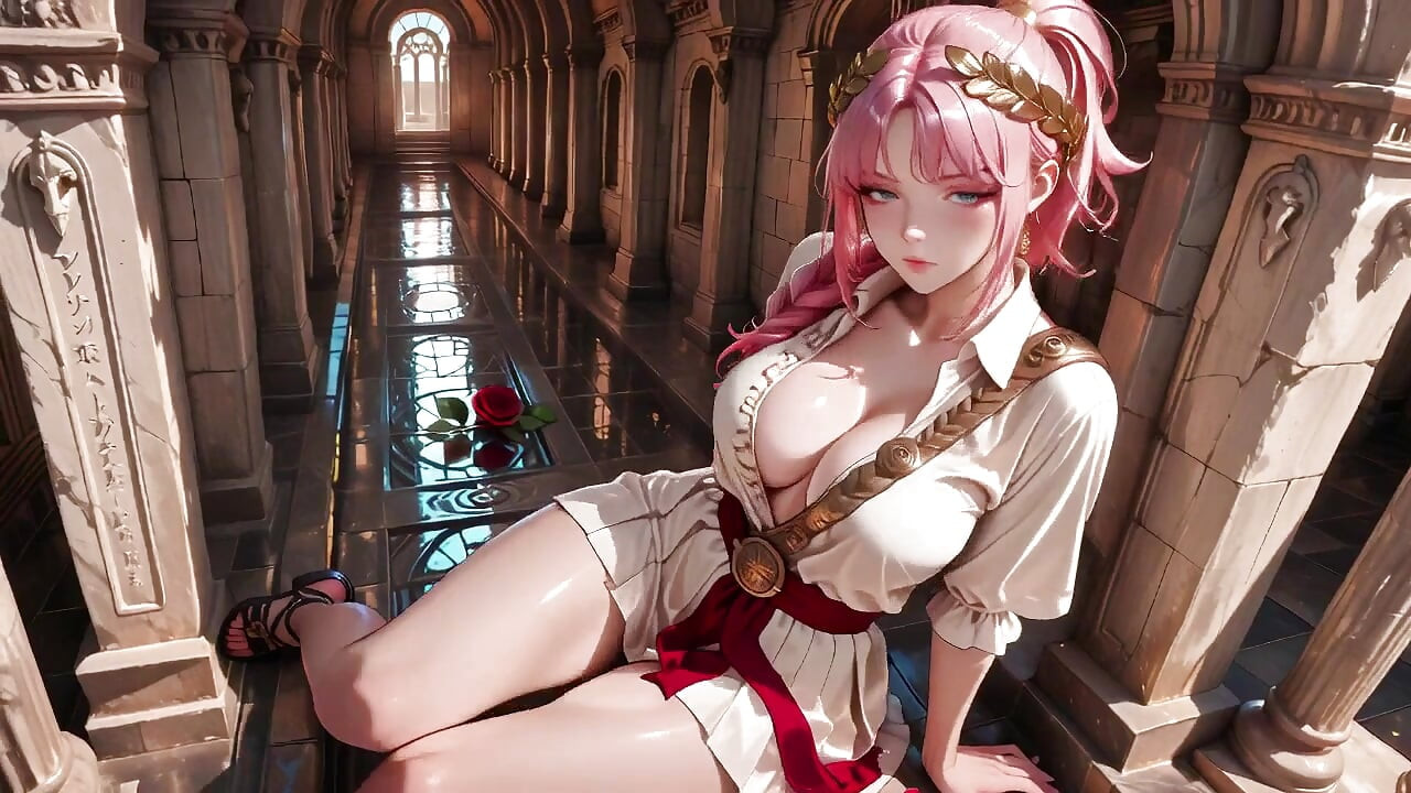 Private Morning Reading in the Roman Court, Silk Stockings Crossed, Forbidden Lip Touch!