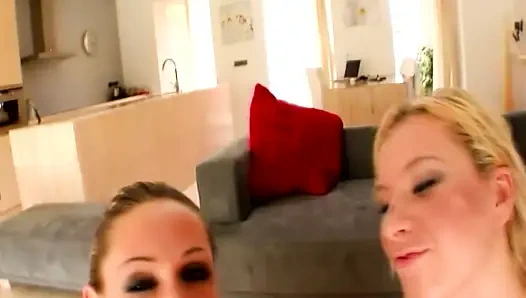 Two Lesbians Get Fucked Hard in the Ass