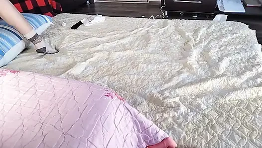 A sexy hairy brunette does housework naked.