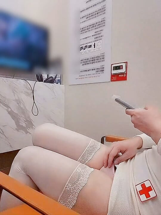 Nurse at Semen Test Room. I went to real urology clinic with a nurse costume and helped myself cumming so much.