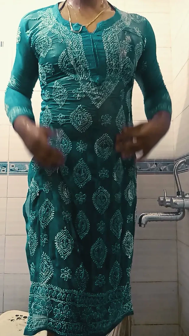 Hottest bath in transperent dress and black bikini
