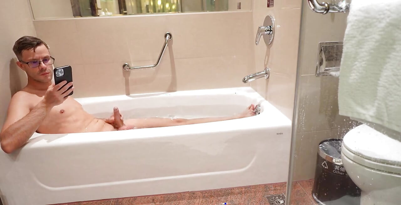Another Hotel, Another Chilling in Bath and Shower and Slowly Playing with My Cock in China!