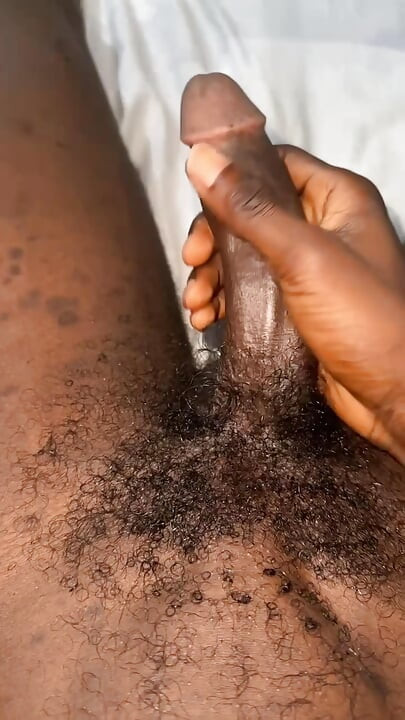 Teen with big black cock jerks off and cums