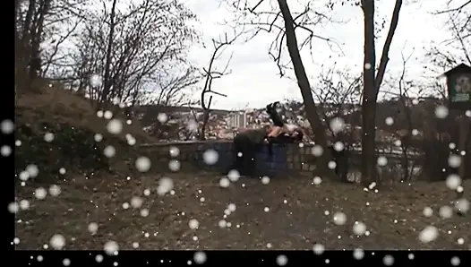 Old Man Fucks a MILF Outdoors and Cums in the Mouth of a Young Girl