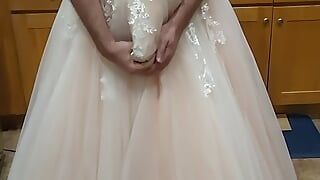 Showing off and cumming in popular prom queen's ball gown