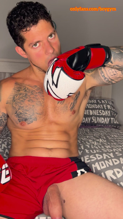 My BIG COCK Cums With A Boxer Gloves