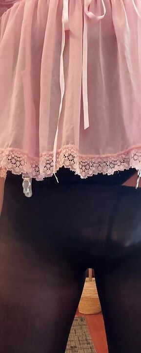 Jerking Off in Step Daughters Lingerie and Tights