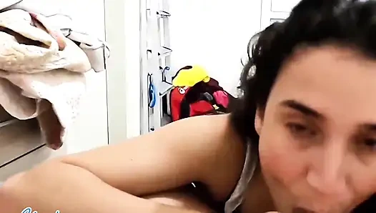 Cumming in the mouth of the married slut!