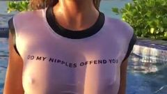 Samantha Hoopes showing off her big breasts in a wet t-shirt