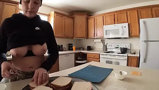 Housewife Makes Lunch then Fucked to Orgasm