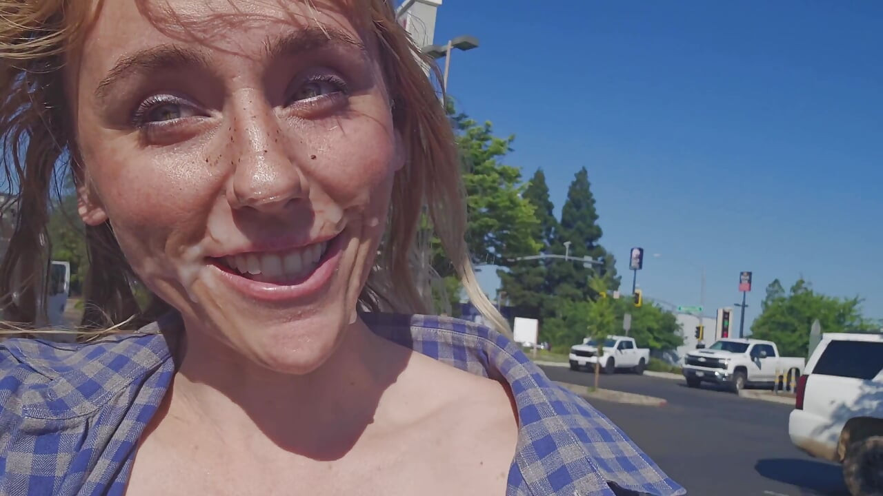 Petite Blonde Deepthroats Cock in Public Parking Lot